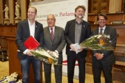 v.li.: Preisträger Josef Barth, Peter Bochskani, Alfred J.Noll und ein weiterer Teilnehmer der Veranstaltung