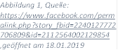 Abbildung 1, Quelle: https://www.facebook.com/permalink.php?story_fbid=2240127772706809&id=2112564002129854 ,geöffnet am 18.01.2019