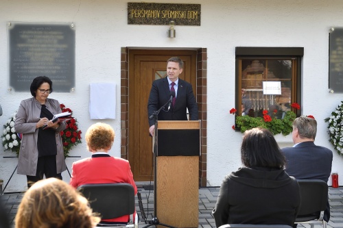 Gedenkveranstaltung am Perschmannhof - Eisenkappel. Slowenischer Parlamentspräsident Igor Zorčič am Wort