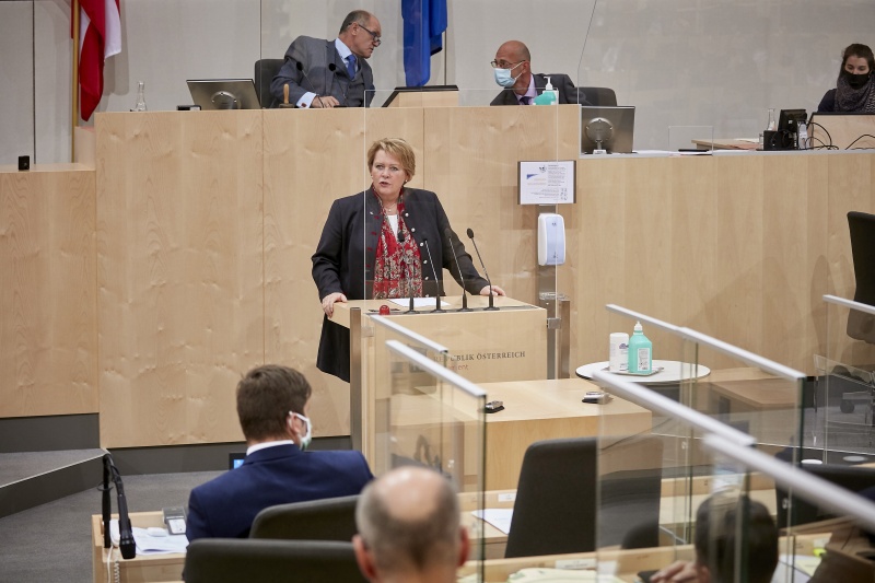 Am Rednerpult Nationalratsabgeordnete Gertraud Salzmann (V)