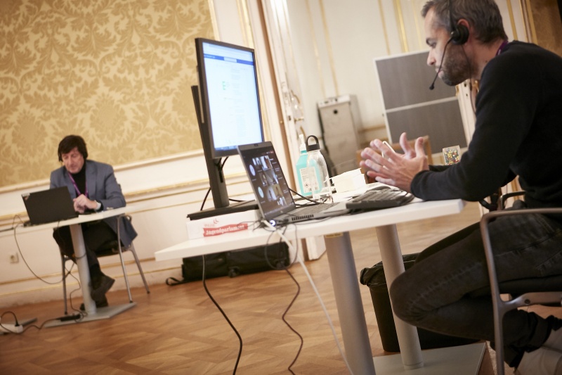 Klubsitzung, Nationalratsabgeordneter Johannes Margreiter (N) in der Videokonferenz