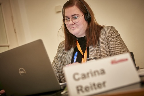 Virtuelle Klubsitzung - Nationalratsabgeordnete Carina Reiter (V) in der Videokonferenz