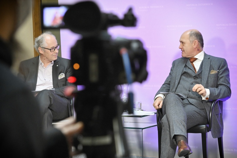 Von links: Martin Essl, Nationalratspräsident Wolfgang Sobotka (V)