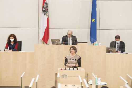 Am Rednerpult: Nationalratsabgeordnete Elisabeth Götze (G)