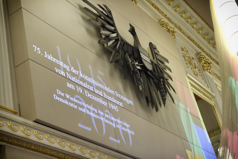 Festsitzung anlässlich 75 Jahre erste Konstituierende Sitzung des National- und Bundesrates in der Zweiten Republik am 19.12.1945