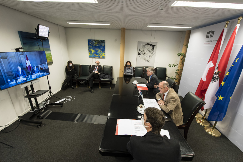 Von rechts: Nationalratspräsident Wolfgang Sobotka (ÖVP),  Parlamentsdirektor Harald Dossi