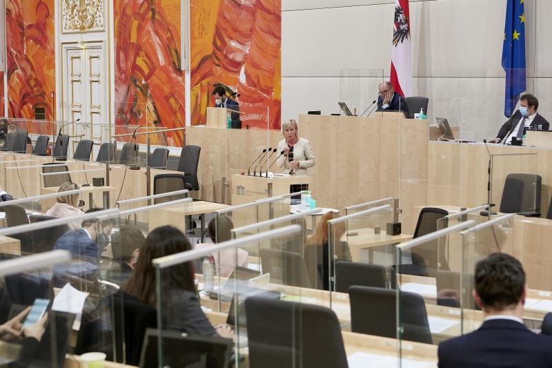 Am Rednerpult Nationalratsabgeordnete Gabriela Schwarz (ÖVP)