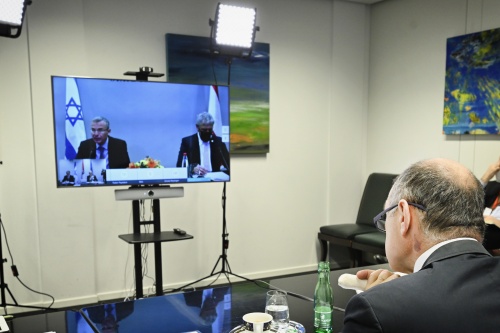Nationalratspräsident Wolfgang Sobotka (ÖVP) im Gespräch via Videokonferenz mit dem Sprecher der Knesset Yariv Levin