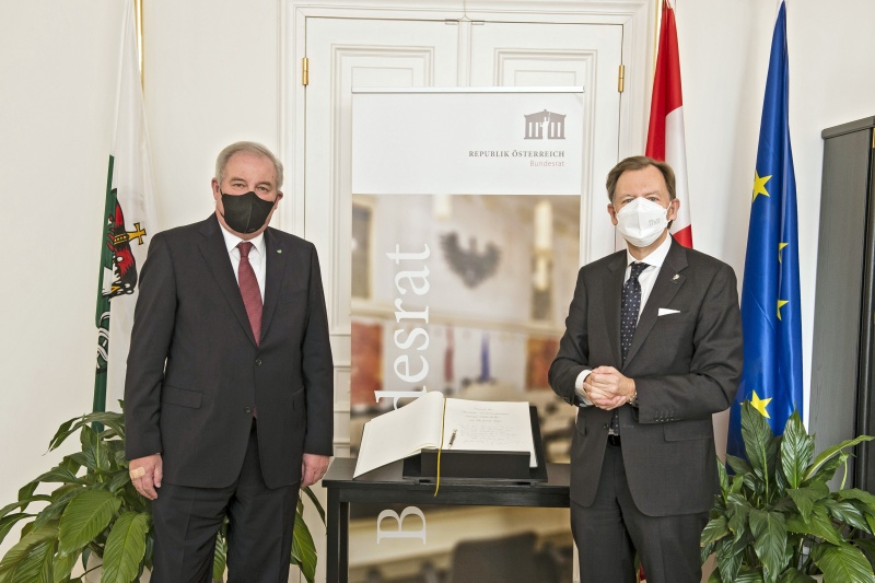 Von links: Landeshauptmann Hermann Schützenhöfer, Bundesratspräsident Christian Buchmann (ÖVP)