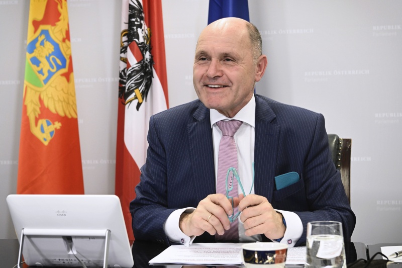 Nationalratspräsident Wolfgang Sobotka (ÖVP) im Gespräch via Videokonferenz