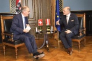 Aussprache. Von links: Schweizer Bundesratspräsident Guy Parmelin, Nationalratspräsident Wolfgang Sobotka (ÖVP)