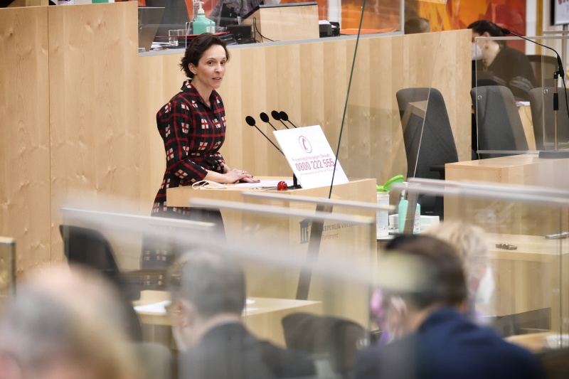Nationalratsabgeordnete Martina Künsberg Sarre (NEOS) am Wort