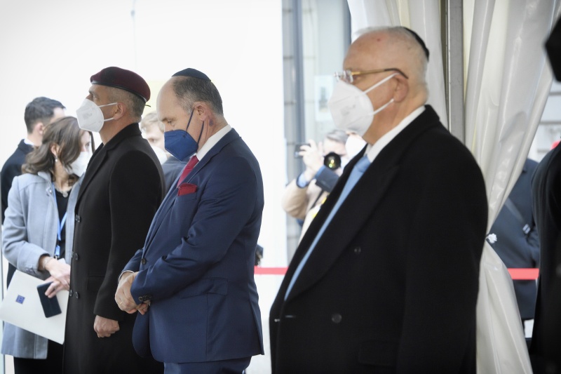 Von links: Nationalratspräsident Wolfgang Sobotka (ÖVP), Israelischer Präsident Reuven Rivli, Bundespräsident Alexander Van der Bellen, Bürgermeister Wien Michael Ludwig, Innenminister Karl Nehammer (ÖVP)