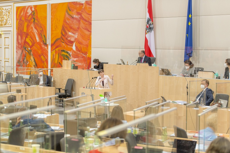 Klubobfrau Sigrid Maurer (GRÜNE) am Rednerpult