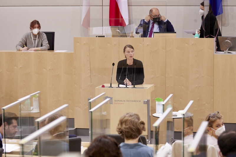 Am Rednerpult Nationalratsabgeordnete Heike Grebien (GRÜNE)