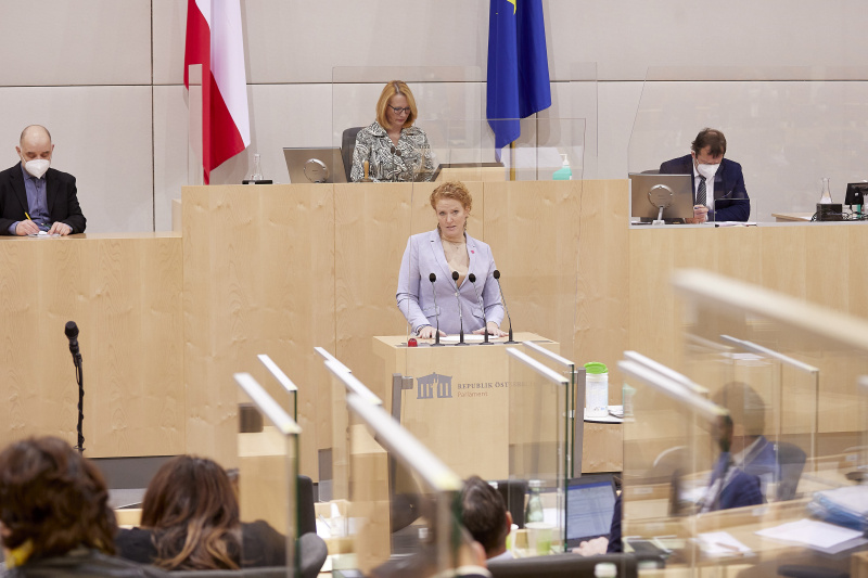 Am Rednerpult Nationalratsabgeordnete Fiona Fiedler (NEOS)
