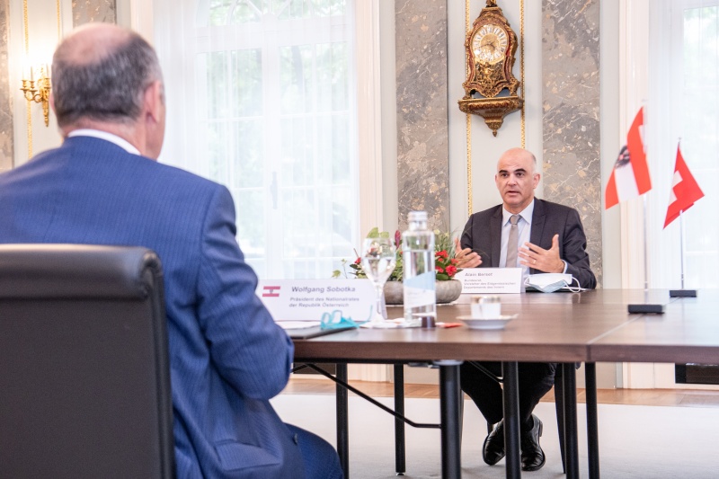 Aussprache. Von links Nationalratspräsident Wolfgang Sobotka (ÖVP), Bundesrat Alain Berset (SP)