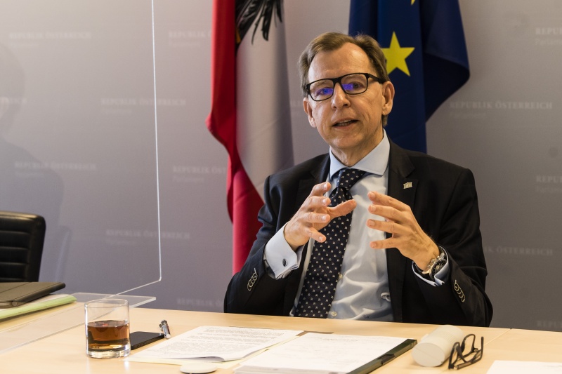 Bundesratspräsident Christian Buchmann (ÖVP) bei seinem Videostatement