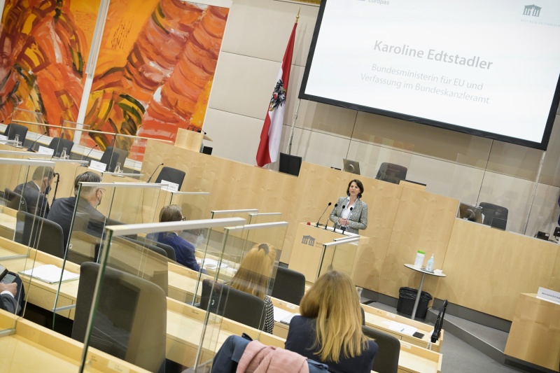 Keynote von Europaministerin Karoline Edtstadler (ÖVP)