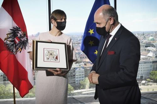 Von links: Estnische Präsidentin Kersti Kaljulaid, Nationalratspräsident Wolfgang Sobotka (ÖVP)