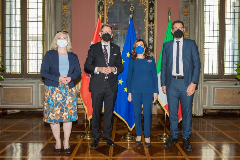 Von links: Bundesratsvizepräsidentin Doris Hahn (SPÖ), Bundesratspräsident Christian Buchmann (ÖVP), Präsidentin des Italienischen Senats Maria Elisabetta Alberti Casellati,  Bundesratsvizepräsident Peter Raggl (ÖVP)