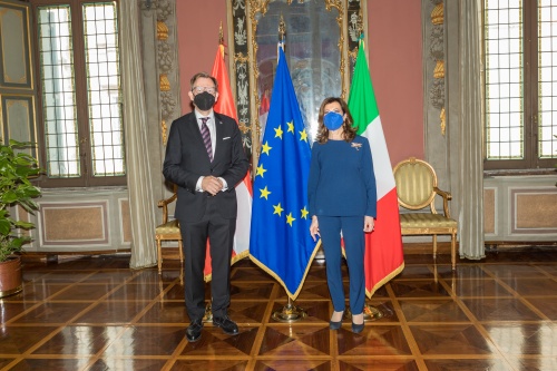 Gespräch mit der Präsidentin des Italienischen Senats Maria Elisabetta Alberti Casellati (links) im Palazzo Madama und Bundesratspräsident Christian Buchmann (ÖVP)
