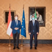 Von links: Bundesratspräsident Christian Buchmann (ÖVP), Präsident der Italienischen Abgeordnetenkammer Roberto Fico