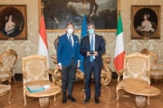 Von links: Bundesratspräsident Christian Buchmann (ÖVP), Präsident der Italienischen Abgeordnetenkammer Roberto Fico