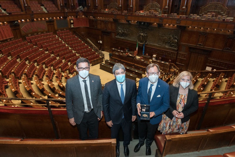 Von rechts: Bundesratsvizepräsidentin Doris Hahn (SPÖ), Bundesratspräsident Christian Buchmann (ÖVP),  Präsident der Italienischen Abgeordnetenkammer Roberto Fico, Bundesratsvizepräsident Peter Raggl (ÖVP)
