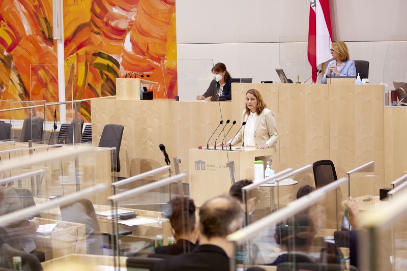 Am Rednerpult Nationalratsabgeordnete Dagmar Belakowitsch (FPÖ)