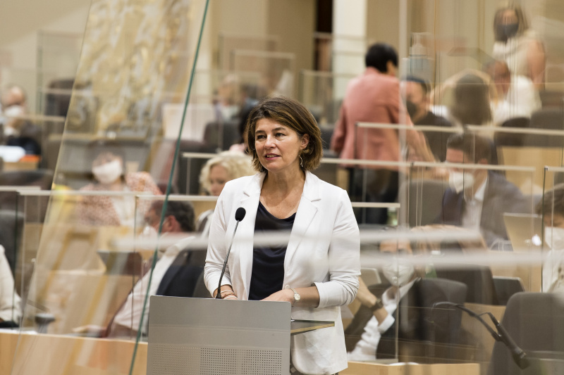 Aktuelle Fragestunde. Am Rednerpult: Nationalratsabgeordnete Elisabeth Götze (GRÜNE)