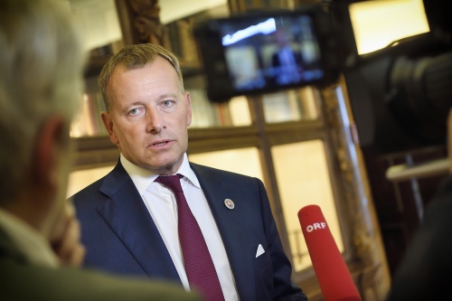 Präsident des slowakischen Nationalrates Boris Kollár beim Interview