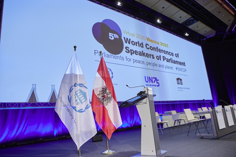 Flags IPU and Austria