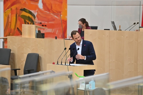 Am Rednerpult: Nationalratsabgeordneter Felix Eypeltauer (NEOS)