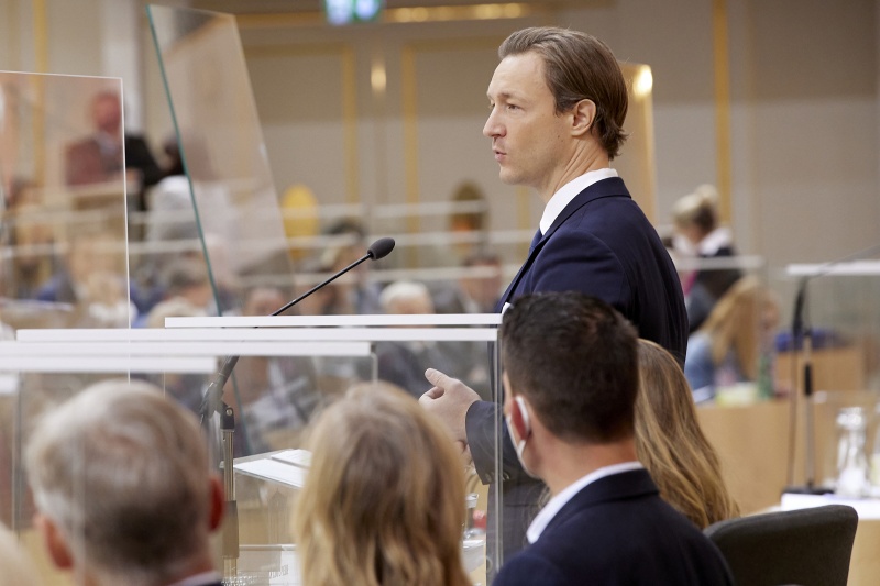 Budgetrede von Finanzminister Gernot Blümel (ÖVP) zum Budget 2022