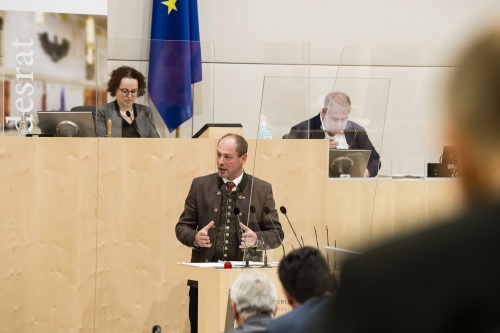 Am Rednerpult: Erster Vizepräsident der Landwirtschaftskammer Kärnten Manfred Muhr
