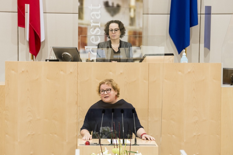 Am Rednerpult: Bundesrätin Korinna Schumann (SPÖ)