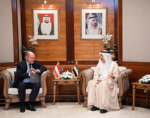 Treffen mit dem Präsidenten des föderativen Nationalrats der Vereinigten Arabischen Emirate gemeinsam mit Abgeordneten des föderativen Nationalrates der Vereinigten Arabischen Emirate