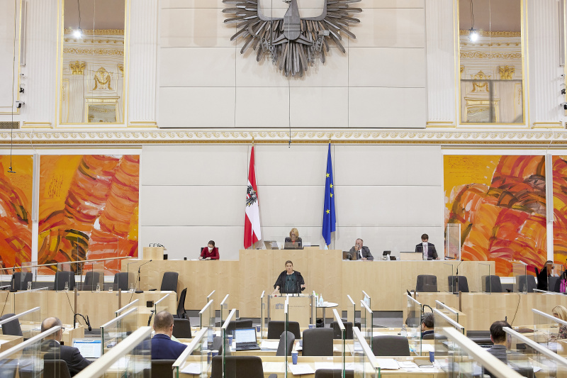 Am Rednerpult Nationalratsabgeordnete Julia Seidl (NEOS)