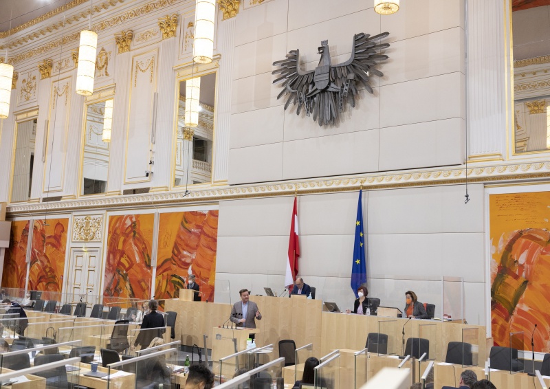 Nationalratsabgeordnete Mario Lindner (SPÖ)  am Rednerpult