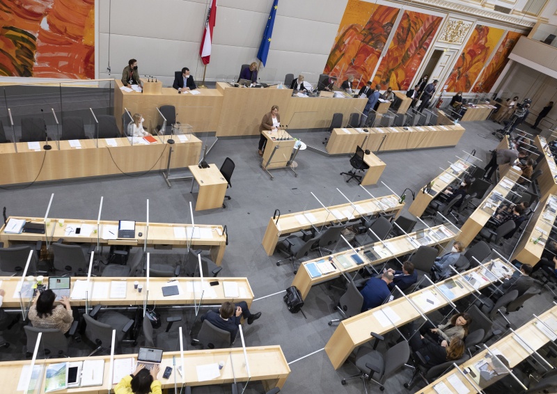 Blick in den Sitzungssaal. Nationalratsabgeordnete Gertraud Salzmann (ÖVP) am Rednerpult