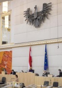 Nationalratsabgeordnete Corinna Scharzenberger (ÖVP) am Rednerpult, am Präsidium Zweite Nationalratspräsidentin Doris Bures (SPÖ)