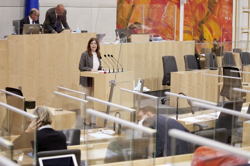 Am Rednerpult Nationalratsabgeordnete Angela Baumgartner (ÖVP)