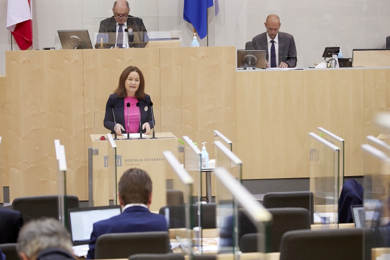 Am Rednerpult Nationalratsabgeordnete Cornelia Ecker (SPÖ)