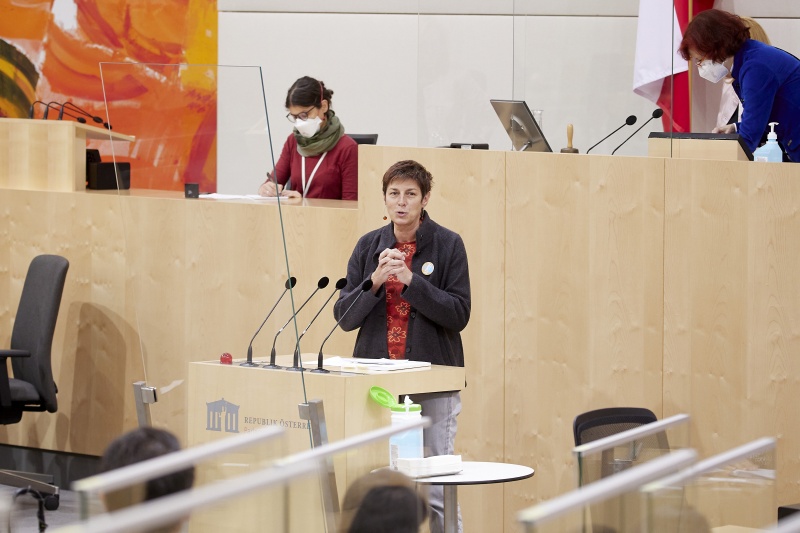 Am Rednerpult Nationalratsabgeordnete Astrid Rössler (Grüne)