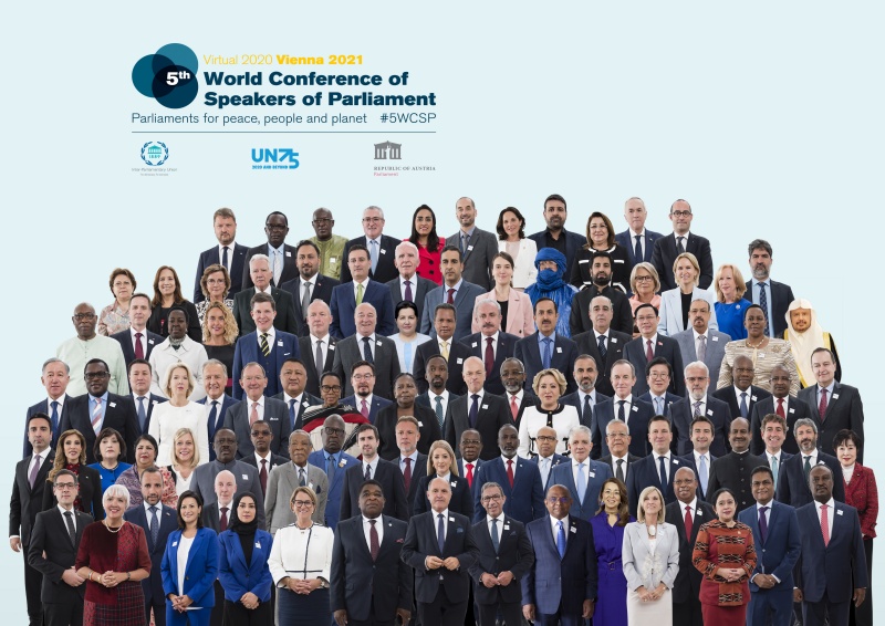 1. row from left: RAGGL, Peter (Mr.), President of the Federal Council - AUSTRIA, ROTH, Claudia (Ms.), Deputy Speaker of the German Bundestag Subcommittee on Cultural and Education Policy Abroad Council of Elders - GERMANY, ALI M. AL-GHANIM, Marzouq (Mr./M.), Speaker of the National Assembly - KUWAIT, D'HOSE, Stephanie (Ms.), President of the Senate - BELGIUM, SIGFUSSON, Steingrimur J. (Mr.), Speaker of the Althingi - ICELAND, ZAINAL, Fawzia (Mrs.), Speaker of the Council of Representatives - BAHRAIN, WILHELMSEN TRØEN, Tone (Ms.), President of the Storting - NORWAY, CHUNGON, Martin (Mr.), Secretary General of the IPU, SOBOTKA, Wolfgang (Mr.), President of the National Council - AUSTRIA, PACHECO, Duarte (Mr.), President of the IPU, SHAHID, Abdulla (Mr.), President of the UN General Assembly, WALY Ghada Fathy Ismail (Mrs.), Executive Director of the United Nations Office on Drugs and Crime and the Director-General of the United Nations Office in Vienna, ARGIMÓN, Beatriz (Ms.) Member of the Executive Committee , President of the General Assembly and the Senate Vice-President of the Republic - URUGUAY, MUDMember of the Executive Committee ENDA, Jacob Francis Nzwidamilimo (Mr.), Speaker of the National Assembly  - ZIMBABWE, MAHARANI, Puan (Ms.), Speaker of the House of Representatives  - INDONESIA, NADIR, Manzoor (Mr.), Speaker of the National Assembly  - GUYANA, SANTOS, Fernando (Mr.), Speaker of the National Assembly – ANGOLA..2.row from left: SIMONYAN, Alen (Mr.), Chairman of the National Assembly  - ARMENIA, LEDESMA ABDALA DE ZAMORA, Claudia (Ms.), Provisional President of the Senate  - ARGENTINA, GAFAROVA, Sahiba (Ms.), Chairwoman of the National Assembly  - AZERBAIJAN, SHARMIN CHAUDHURY, Shirin (Ms.), Speaker of Parliament  - BANGLADESH, TILLIEUX, Eliane (Ms.), President of the House of Representatives - BELGIUM, VLAVONOU, Louis Gbèhounou (M.), Président de l'Assemblée nationale  - BENIN, SINZOHAGERA, Emmanuel (M.), Président du Sénat - BURUNDI, NI