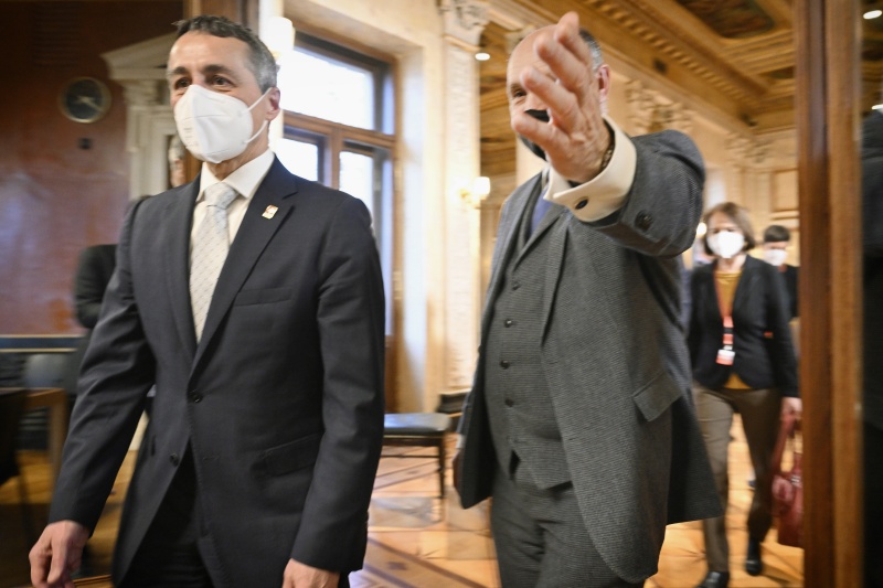 Von links: Schweizer Bundespräsident Ignazio Cassis, Nationalratspräsident Wolfgang Sobotka (V)