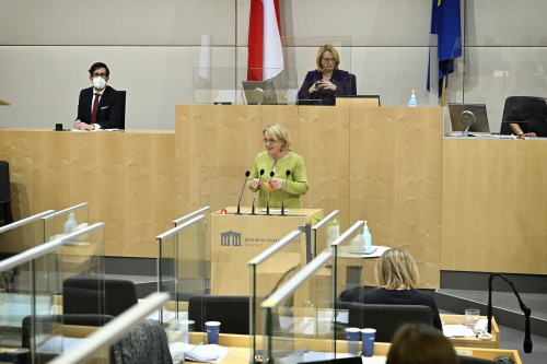 Am Rednerpult: Nationalratsabgeordnete Bettina Rausch (ÖVP)