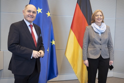 Von links: Nationalratspräsident Wolfgang Sobotka trifft Bundestagspräsidentin Bärbel Bas