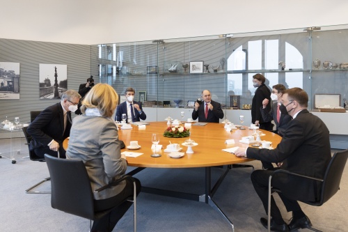Aussprache. Nationalratspräsident Wolfgang Sobotka (Mitte) trifft Bundestagspräsidentin Bärbel Bas